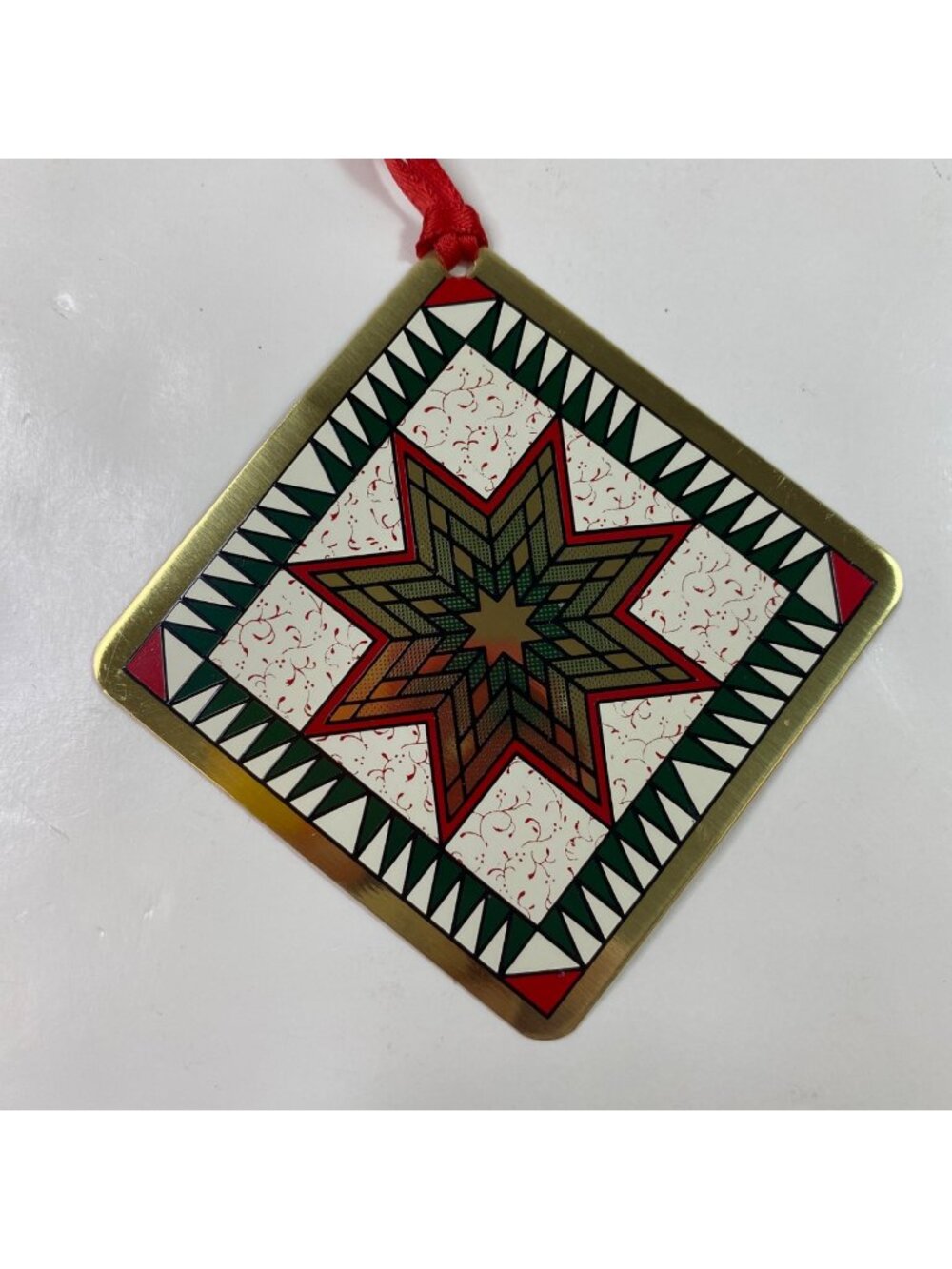 Country Charm 1990s Series Lone Star 3" Metal Quilt Block Christmas Ornament